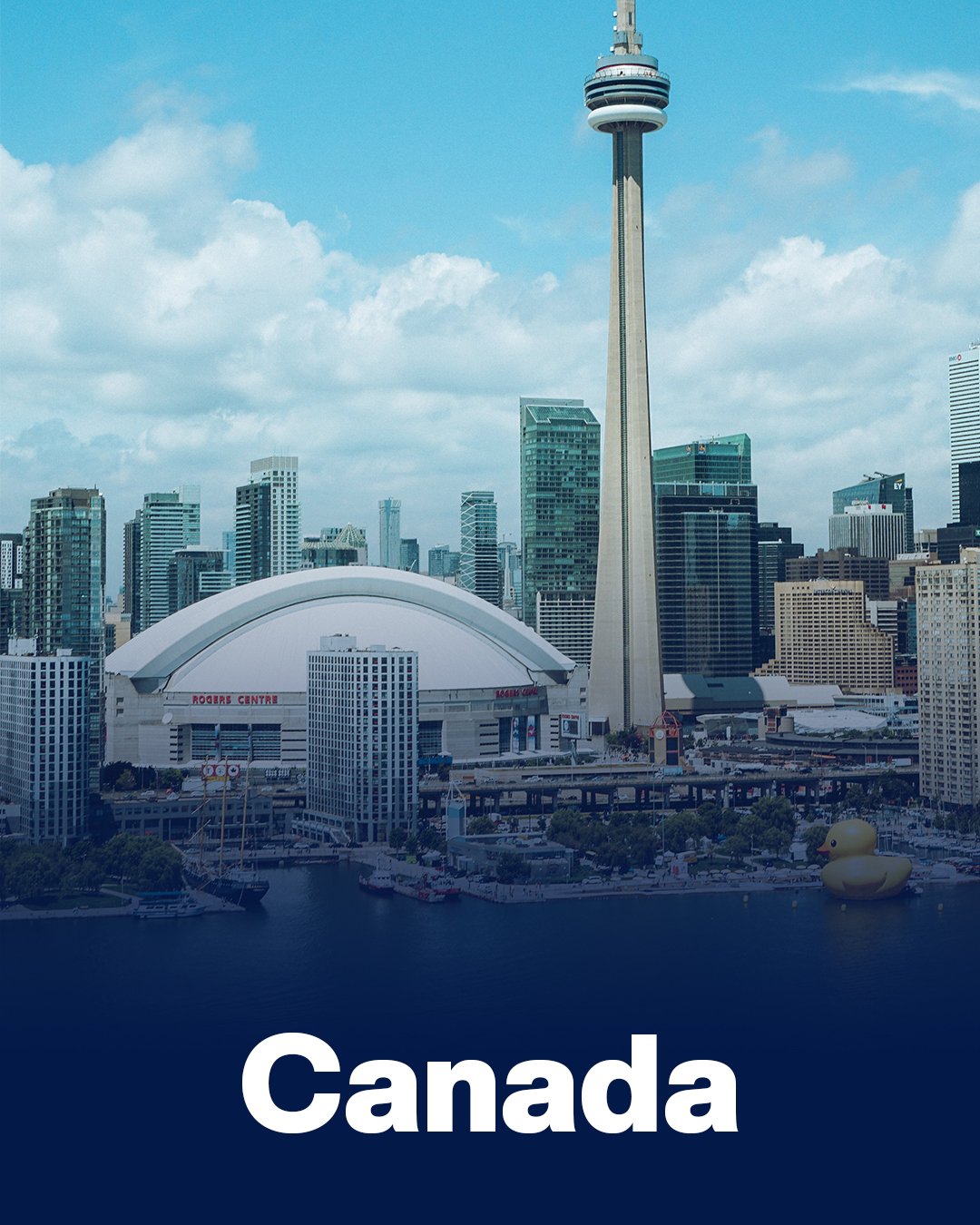Toronto skyline featuring CN Tower and Rogers Centre, promoting study abroad opportunities in Canada with ASK Consultants.