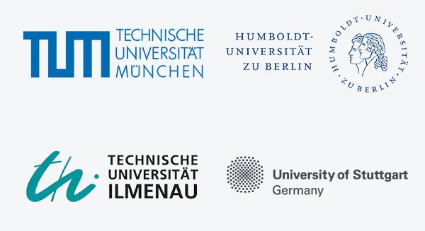 Logos of Technische Universität München (TUM), Humboldt University Berlin, Technische Universität Ilmenau, and University of Stuttgart – study abroad guidance by ASK Consultants.