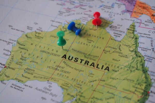 Map of Australia with study destinations like Sydney, Melbourne, Brisbane, Adelaide, and Perth – study abroad guidance by ASK Consultants Karachi.