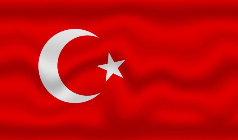 Turkish national flag with red background and white star and crescent